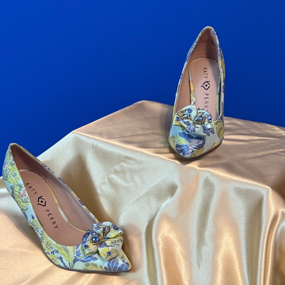 Katy Perry Collections Floral Heels - Blue and Yellow